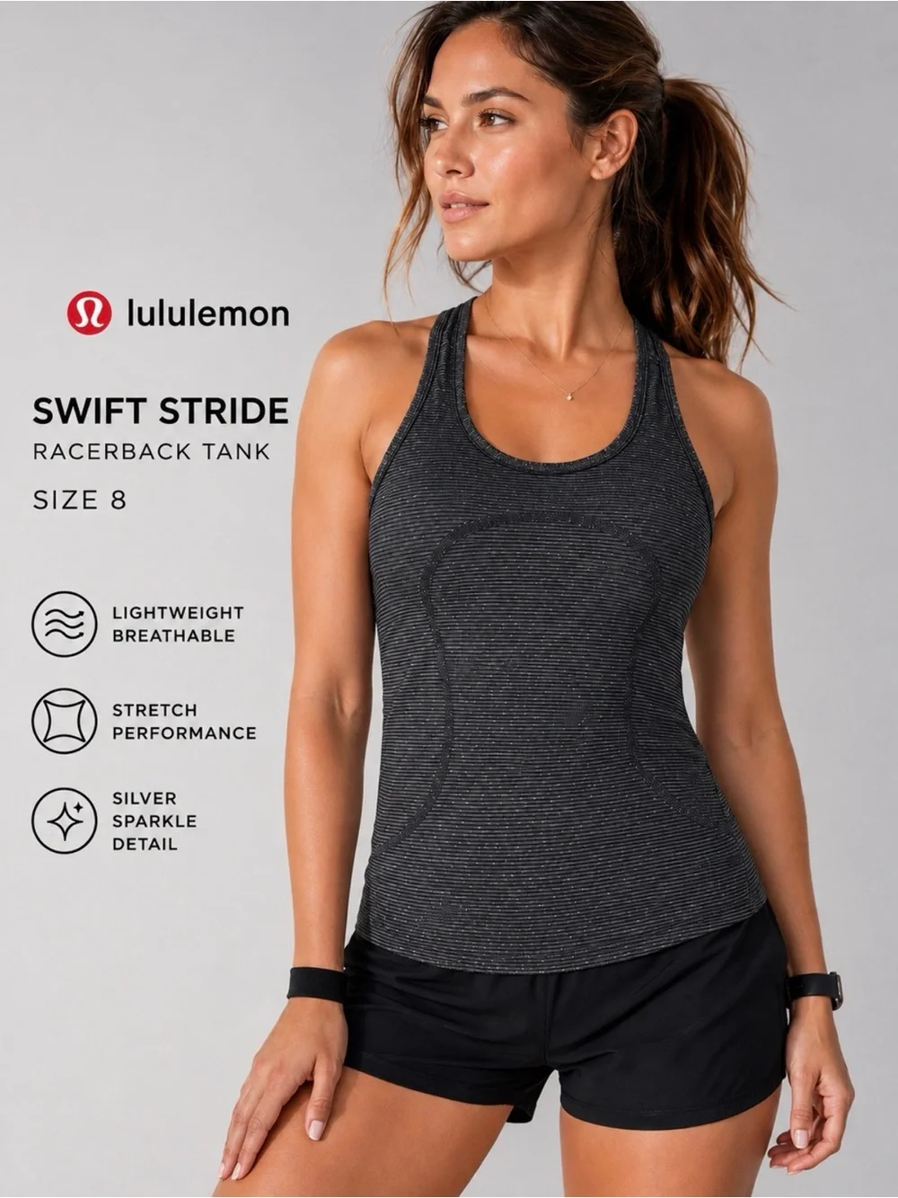 lululemon athletica Swift Stride Racerback Tank in Dark Charcoal